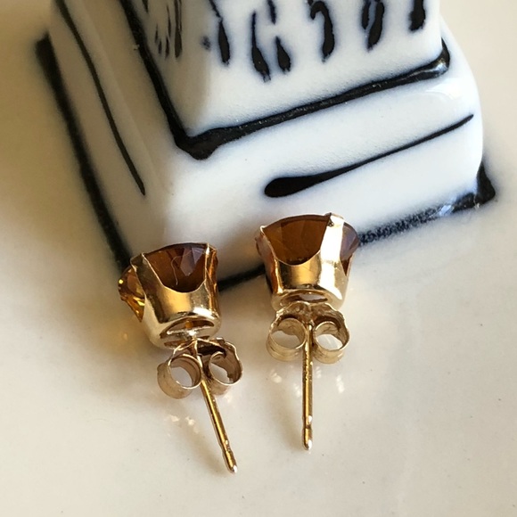 Medeira Orange Citrine 14k Gold Stud Earrings - Picture 8 of 8